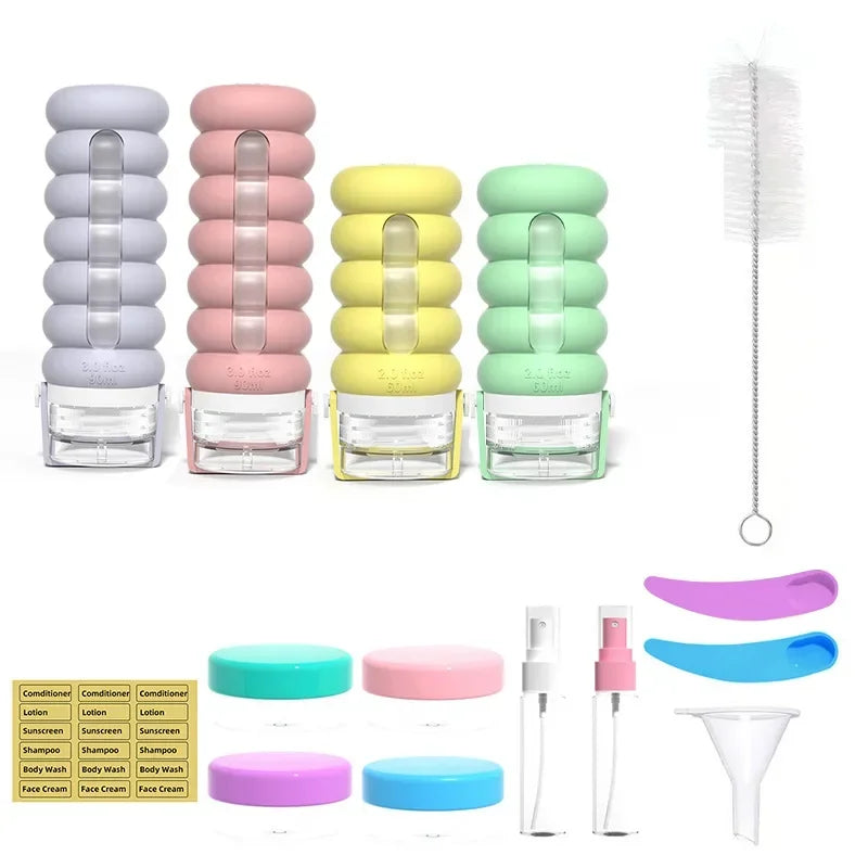 Silicone Travel Bottles Leakproof Squeeze Containers Shampoo Shower Qme