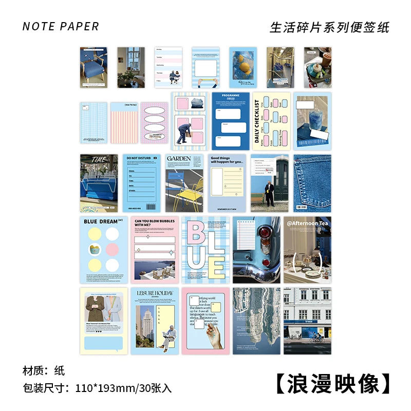 30pcs INS Daily fragments Photography style Material Paper for Junk Journal Decor DIY Scrapbooking Collage Stationery Supplies Qme 2