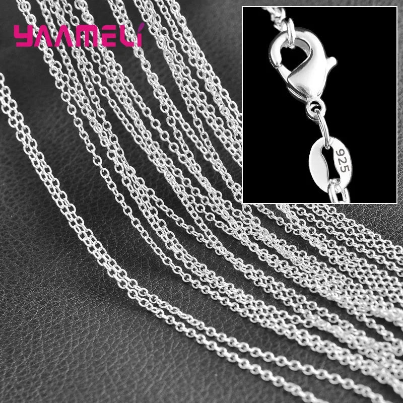 5PCS Solid 925 Sterling Silver Stamp Jewelry Chains Necklace with Lobster Clasps fit Men Women Pendant 18 Designs 16-30 Inch Qme Model 2 20 Inch 50CM
