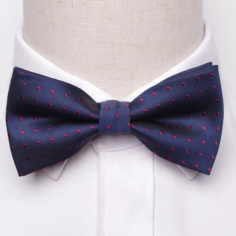 Classic Black Men Bow Ties Fashion Polyester Bowtie Woven Dot Checked