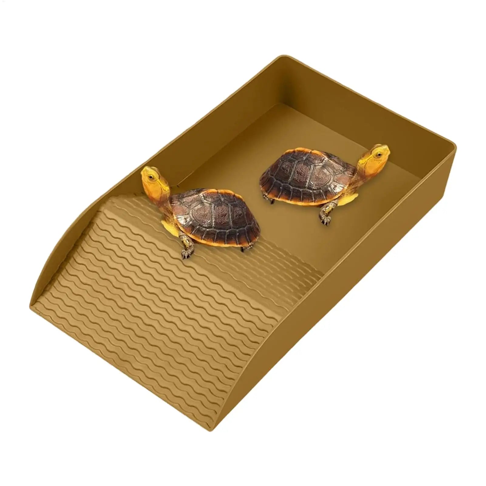 Tortoise Water Bowl Reptile Bathing Dish with Ramp Aquarium Ornament Water Bowl for Turtle Bearded Dragon Lizard Gecko Snake Qme
