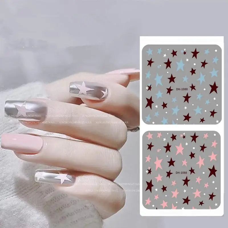 Pentagram Nail Stickers Irregular Star Decals Waterproof Adhesive DIY Qme