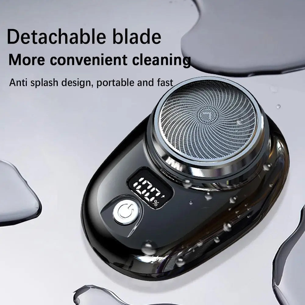 Mini Electric Razor Shaver for Men Vehicle Mounted Shave with Digital Display Cordless Travel Pocket Shaver Face Beard Trimmer Qme
