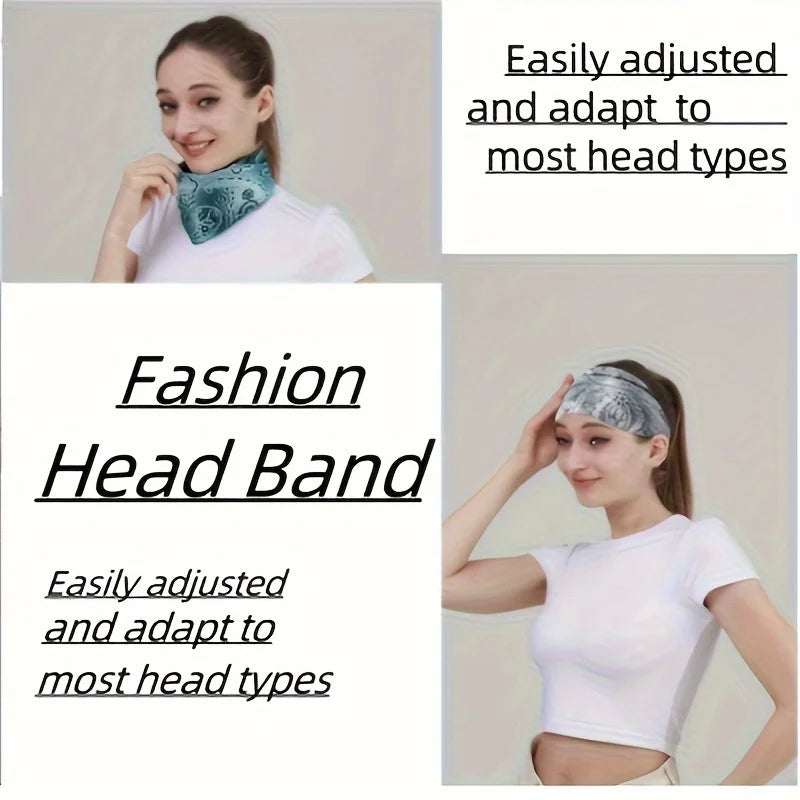 Wide Bohemian Headband Flower Elastic Headband Bohemian African Headband Yoga Running Headband Women's Exercise Hair Accessories Qme