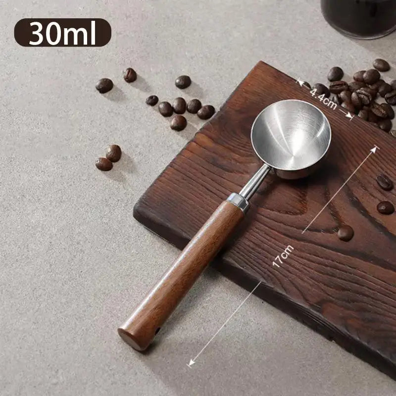 Coffee Tablespoon - Walnut Wood & Stainless Steel Scoop for Home Baristas & Cafe Decor - Perfect Kitchen Accessory Qme A4