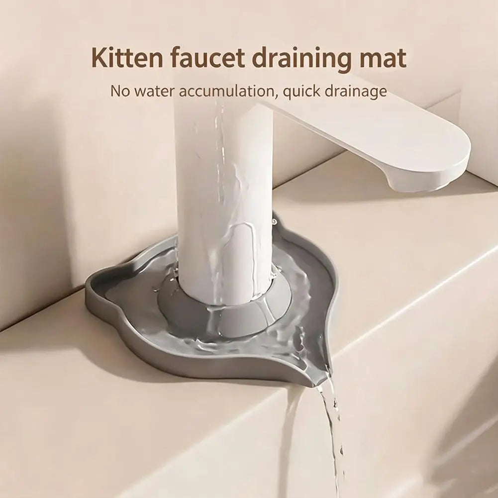 Silicone Faucet Mat Kitchen Sink Splash Guard Draining Pad Behind Qme