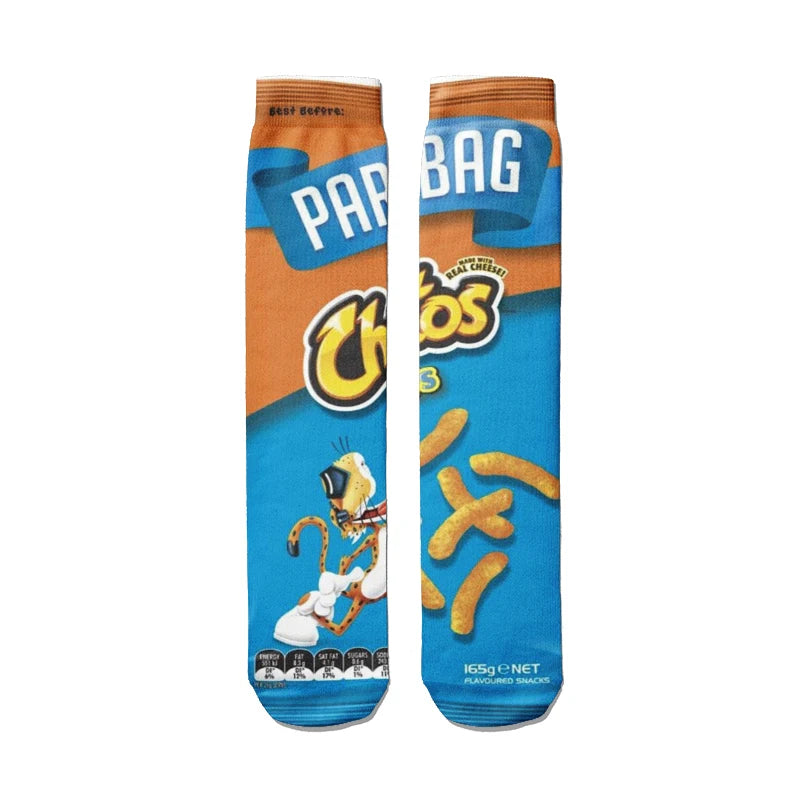 Fashionable Potato Chip Printed Socks Skateboard Youth Unisex Qme style10 One Size