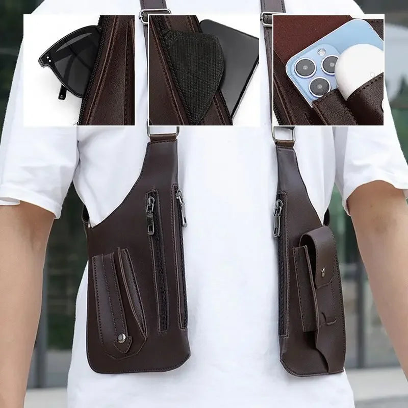 Double Shoulder Strap Multi-pocket Outdoor Anti-theft Tactical Qme