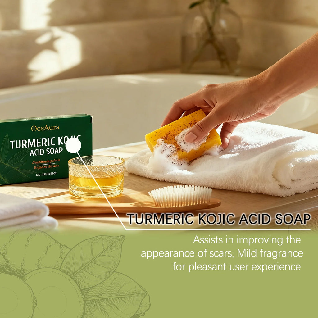Oceaura Turmeric Kojic Acid Soap Deep Cleansing Skin Brightening Qme