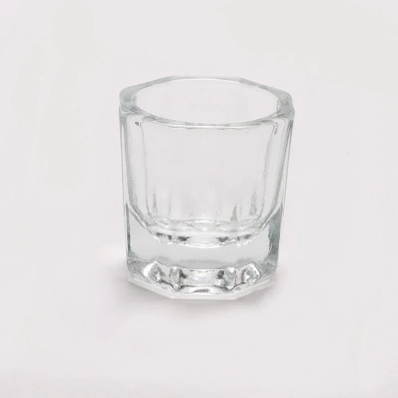 Acrylic Powder Liquid Crystal Glass Cup Aurora Colorful Cup Nail Brush Washing Mug Nail Art Tools Liquid Powders for Mixing Bowl Qme transparent white