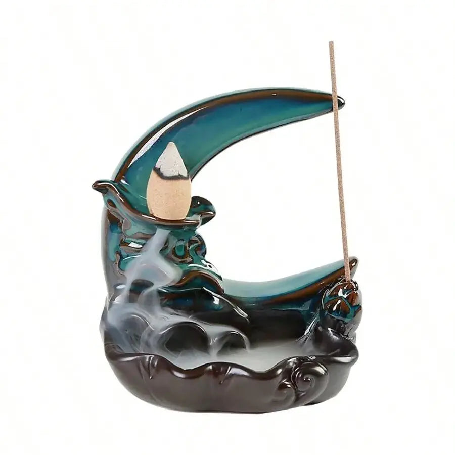 Blue Lotus Pond Moonlight Reflux Incense Burner Home Indoor Creative Qme 1pc