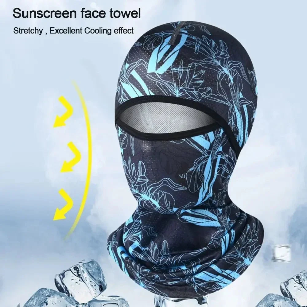 Summer Cool Balaclava Ice Silk Cycling Full Face Cap Sun Anti-UV Protection Sports Face Cover Headwear Bike Motorcycle Men's Hat Qme