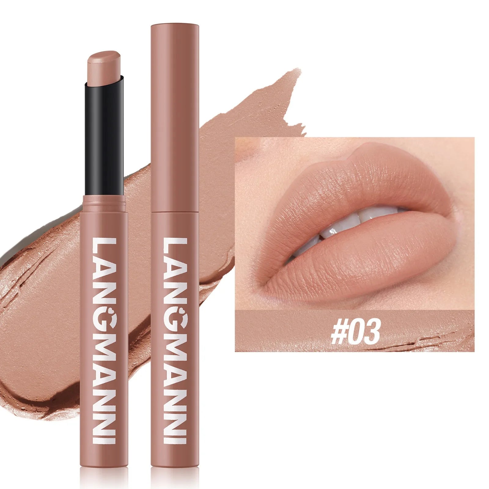 Slanted Tip Lipstick High Shine Pearl Lipstick with Glitter Creamy Texture Hydrating Long Lasting Lip Makeup Cosmetics Lip Stick Qme Matte 03