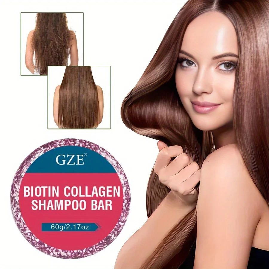 GZE Biotin Collagen Shampoo Bar Clarifying Shampoo for Men & Women Strengthening Qme