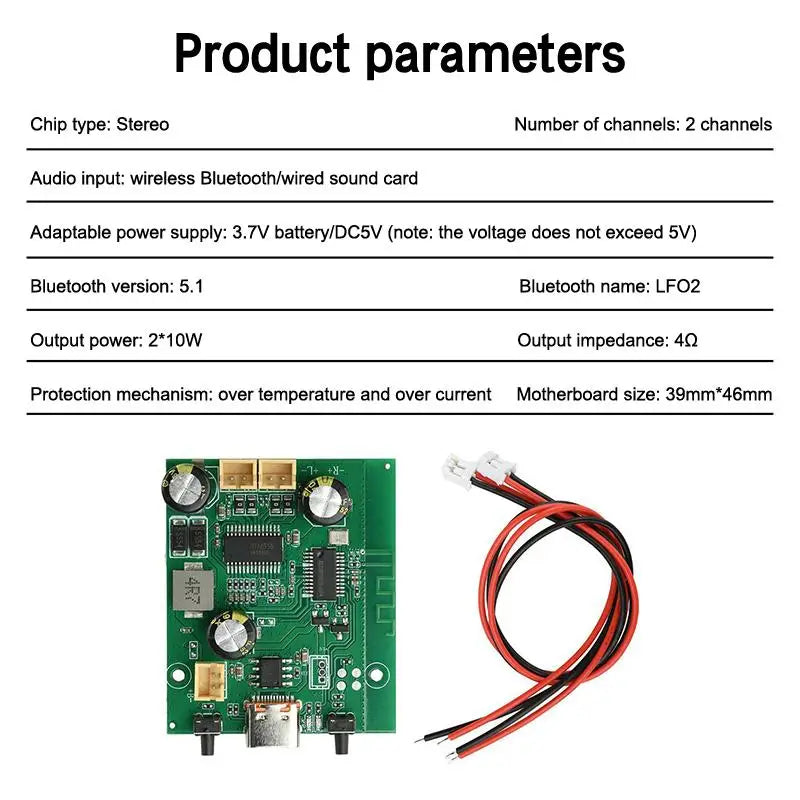 2 10W Dual Channel DC 5V 3 7V TWS Bluetooth Amplifier Board Easy Qme