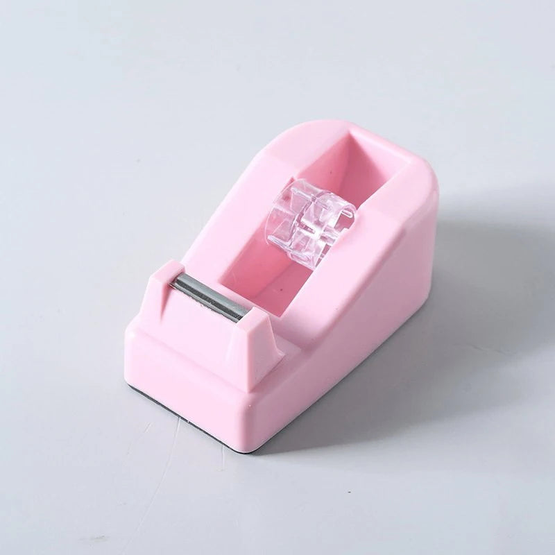 Large Tape Cutter Macaron-colored Desktop Plastic Tape Holder, Office Supplies,School DIY Crafts, Journal Making, Tape Dispenser Qme Pink