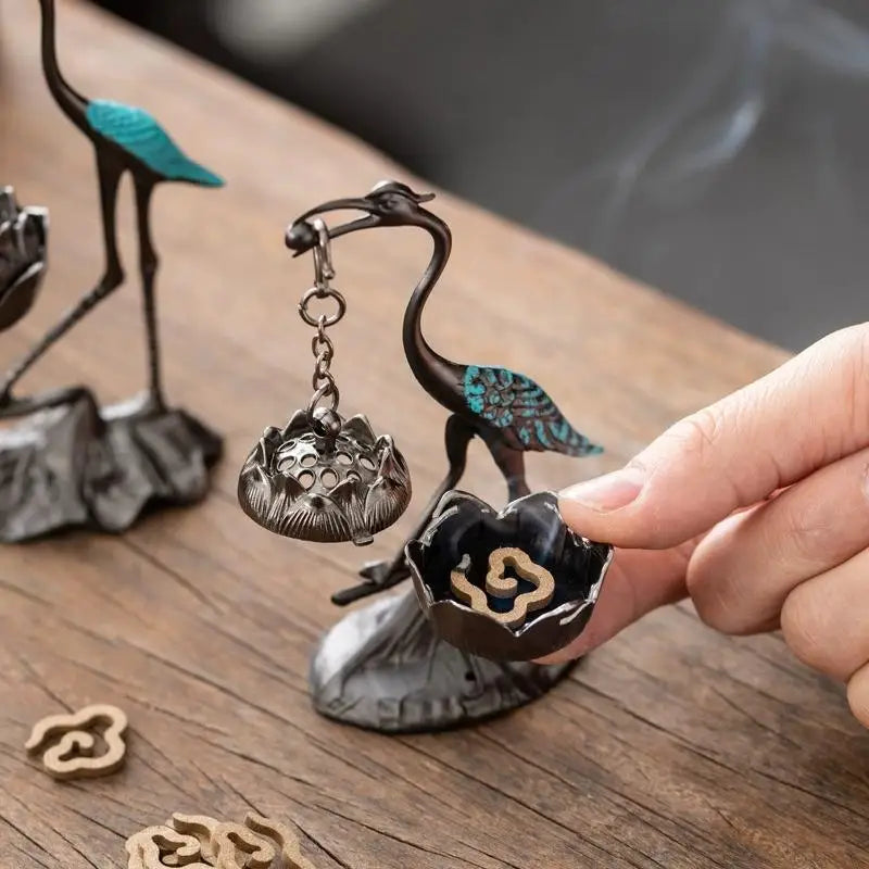Chinese Incense Burner Zinc Alloy Good Symbolism Holder Accessories Qme