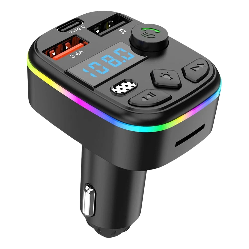 Hands-Free MP3 Player Radio Car MP3 Player Bluetooth-Compatible 5.3 Support TF Card U Disk Cell Phone Charger Car FM Transmitter Qme black