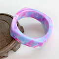 Ins Exaggerated Colorful Geometric Texture Round Square Wide Thick Resin Hip Hop Bracelet for Women Girls Jewelry Bracelet Girl Qme fenlan 66mm