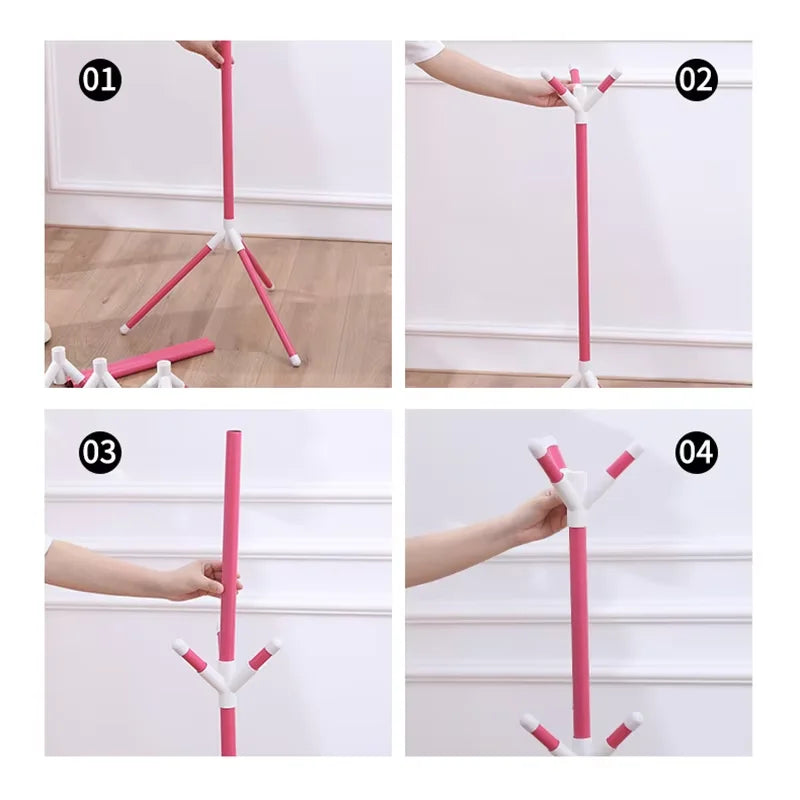 Clothes Hanging Rack Floor Simple Bedroom Clothes And Hat Rack Household Clothes Storage Rack Easy Assembly Qme