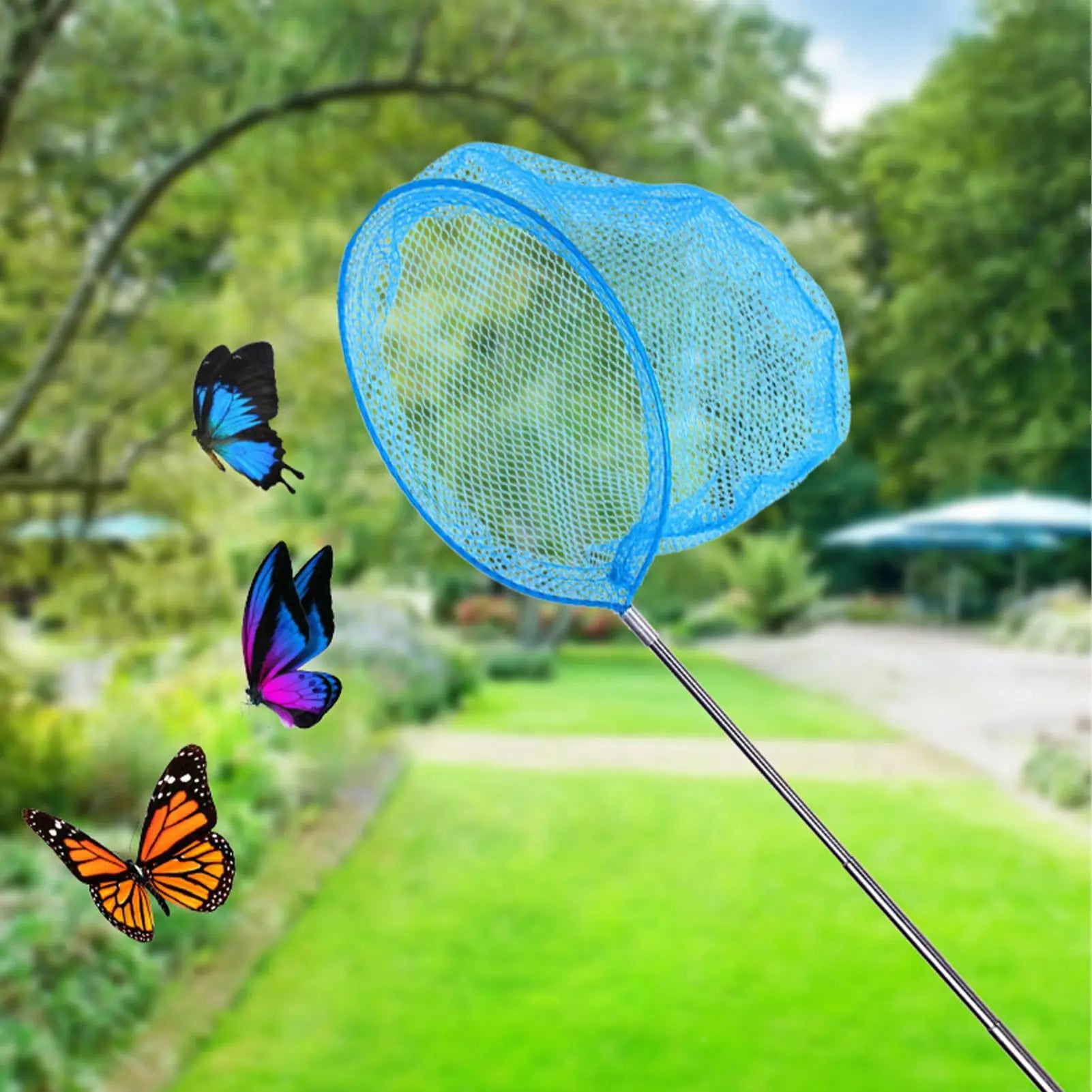 Kids Fishing Net Stainless Steel Telescopic Anti Slip Small Catcher Frog Catching Net for Beach Aquarium Pool Outdoor Games Qme