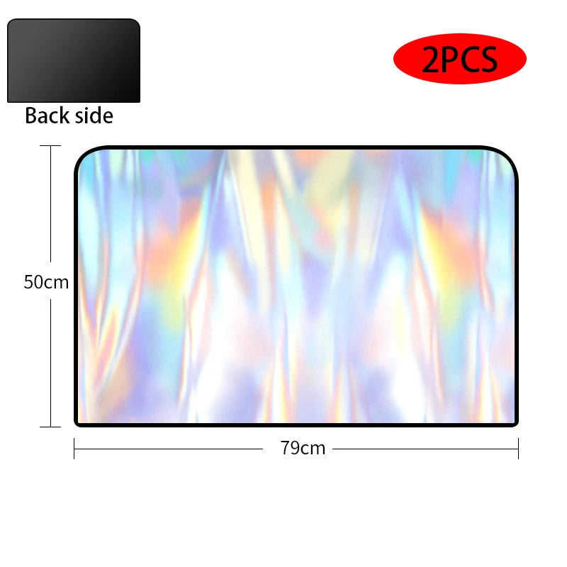 2Pcs Car Side Window Sun Shade Magnet Privacy Curtains UV Reflection Anti Glare UV Block Sunshade for Front/Back Window Qme Rear 2 Pcs Rainbow