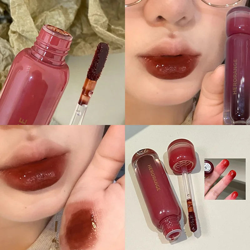 Rose Cherry Tinted Lip Gloss Mirror Watery Hydrating Lip Glaze Plumper Long Lasting Moisturizing Shine Crystal Lip Oil Makeup Qme