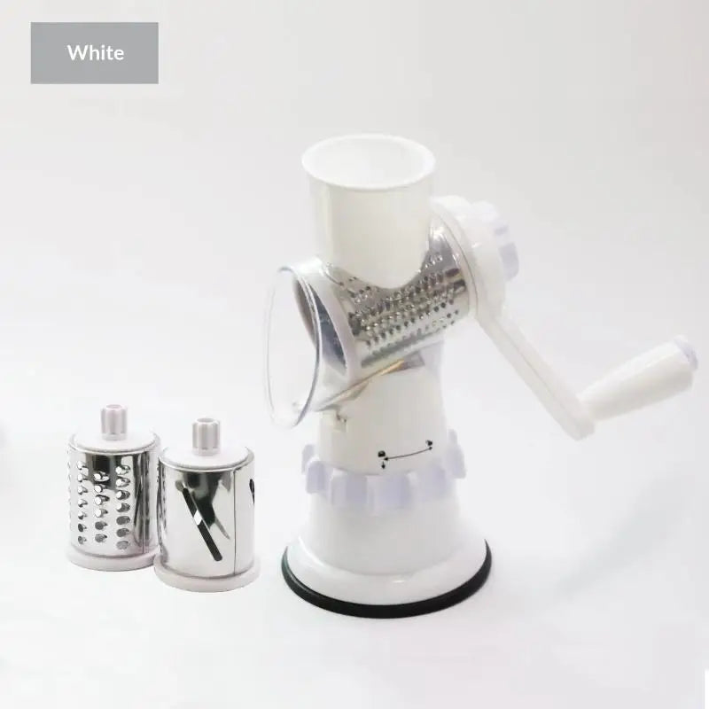 Manual Rotary Cheese Grater 3 Interchangeable Stainless Steel Blades Qme A