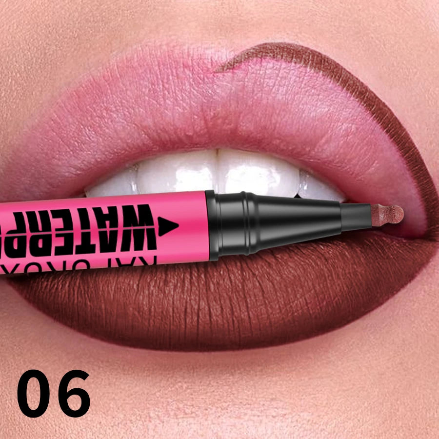 Liquid Matte12-Color Lipliner Pencil Waterproof Plumping Stain Qme 06