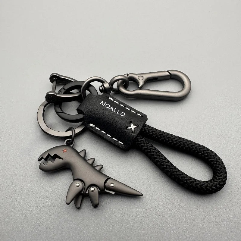 Cute Cartoon Little Dinosaur Keychain Exquisite Leather Rope Car Key Qme