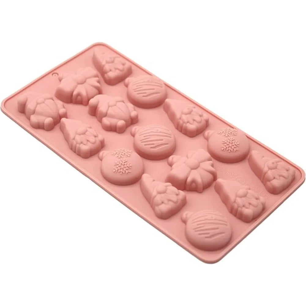 Christmas Silicone Mold Cake Chocolate Candy Maker Snowflake Tree Qme pink 1pc