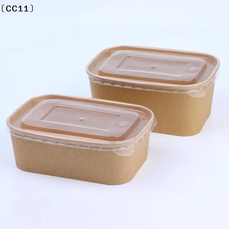 Disposable Lunch Box Kraft Paper Square Fast Food Packing Boxes Bowls Qme