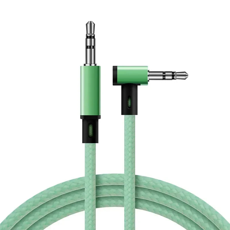 10PCS 3.5mm Cable Audio AUX Car Elbow Mobile Phone PC Hardware & Adapters Qme Green 1m