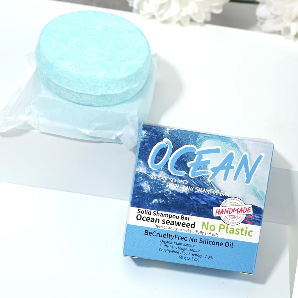 Refreshing Ocean Shampoo Seaweed Essence Handmade Soap Soft Tough Qme