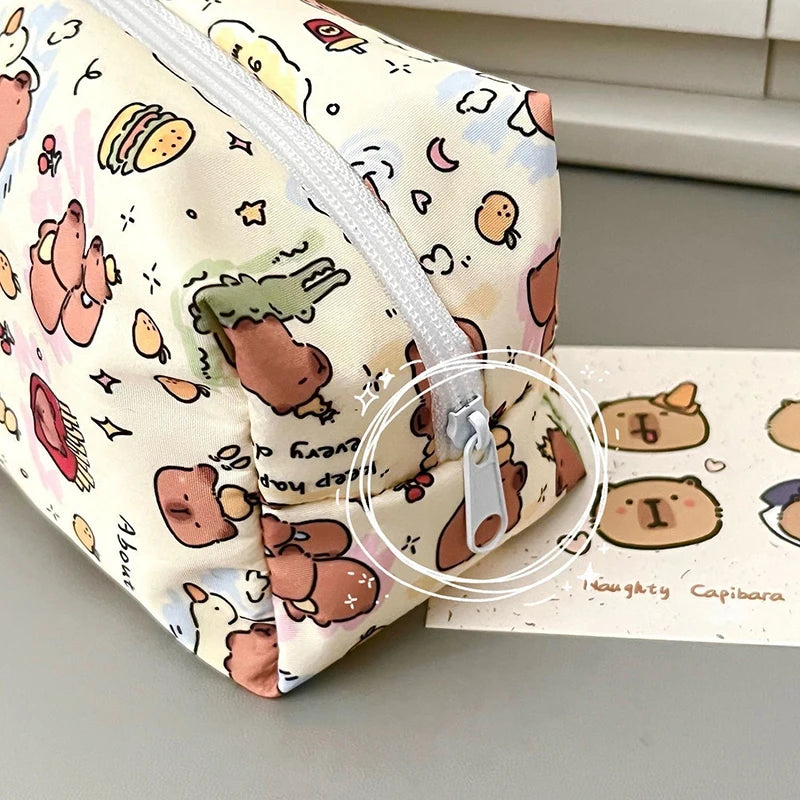 Capybara Pencil Case Cute Stationery Bag Student Cartoon Large Qme