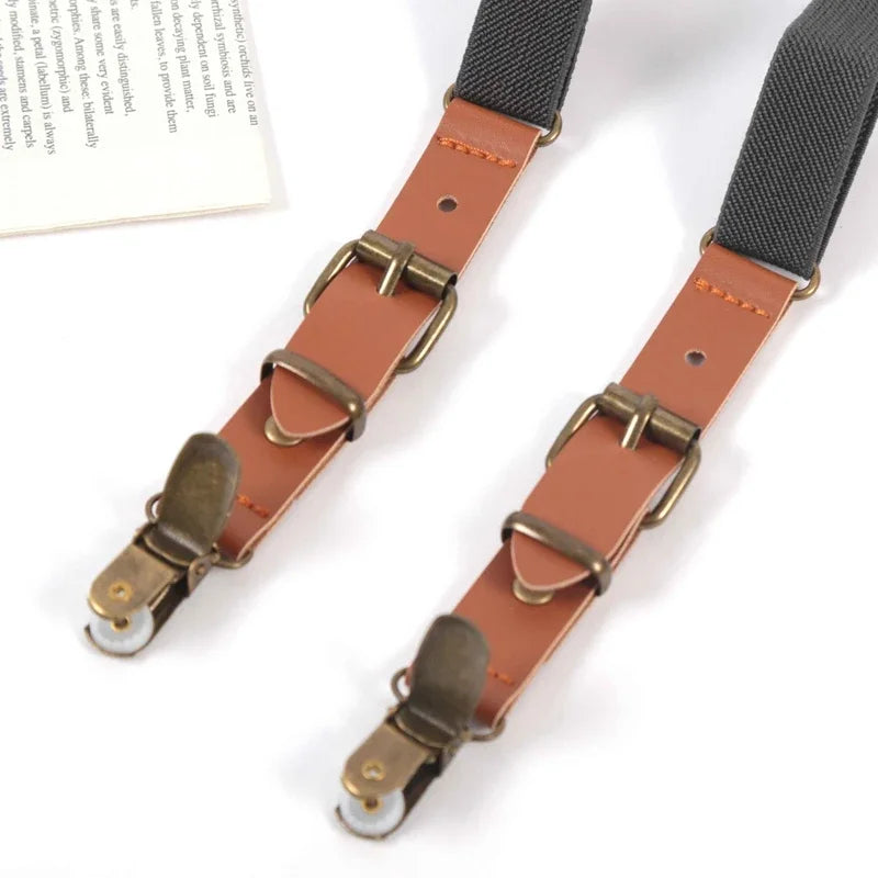 Kids Suspenders Tuxedo Y-back 3 Clips Adjustable Elastic Trouser Qme
