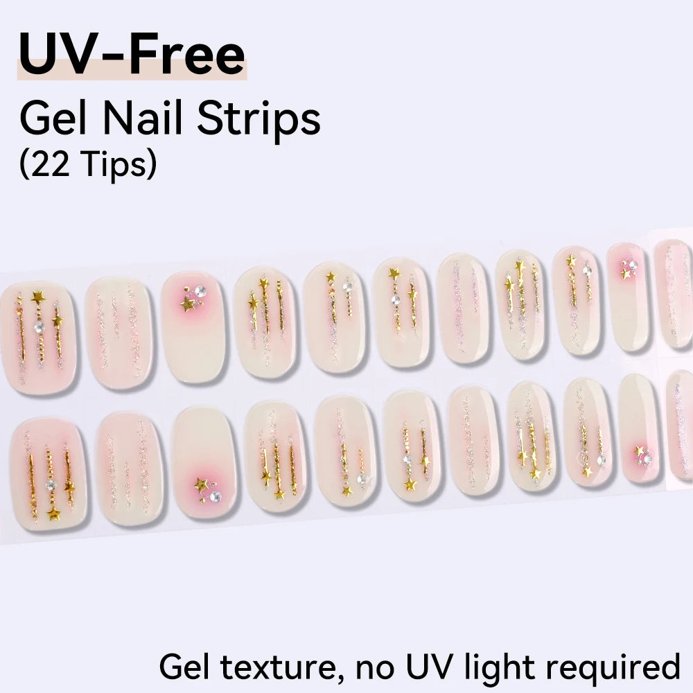 Baking-free 22Tips Nail Stickers Summer Strawberry Polish Sticker Qme BSA-0123