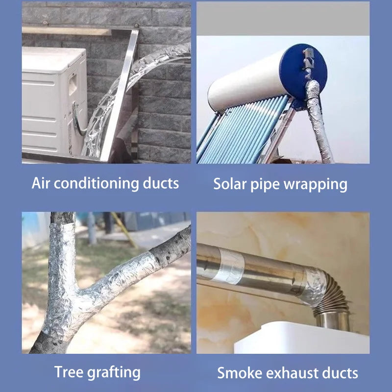 1 Roll High Temperature Resistant Aluminum Foil Tape, Waterproof and Oil-proof, Flame-retardant and Sun-proof, Hand-tearable Qme