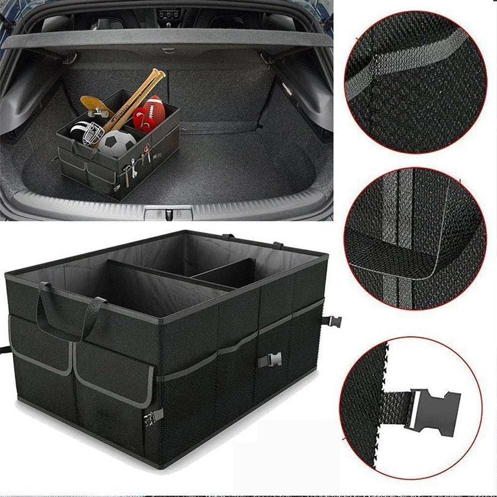 Large Oxford Fabric Foldable Car Trunk Storage Box Multi-Functional Waterproof Collapsible Cargo Organizer for SUV Sedan Qme