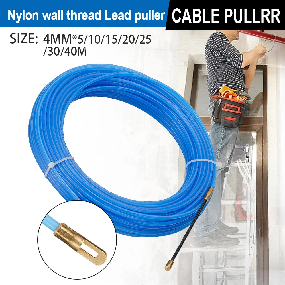 4MM 5M~40M Fiberglass Cable Puller Electric Cable Guide Device Nylon Duct Snake Wire For Electrician Fish Tape Wire Aid Tool Qme