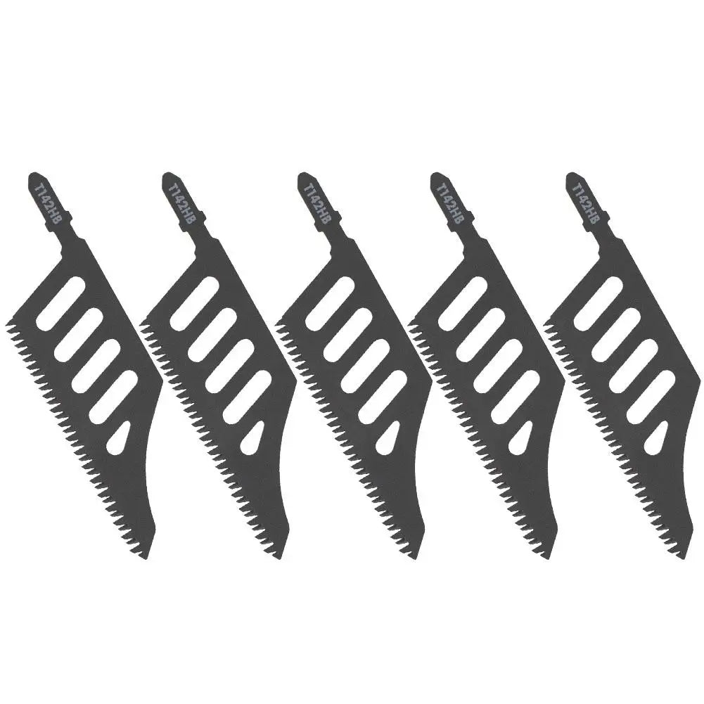 T-Shank Curved Jigsaw Blades T142HB for Flush and Precision Wood Cutting, Multipurpose Saber Reciprocating Saw Blade Set Qme 5pcs