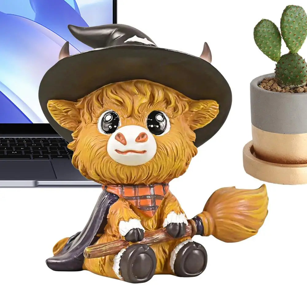 Halloween Highland Cow Figure Cattle Gnome Decorations Resin Animal Qme B China Mainland