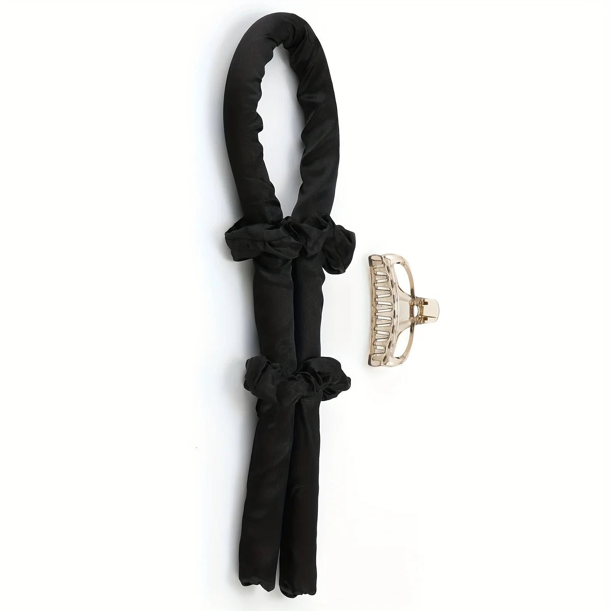 Heatless Curling Rod Headband No Heat Silk Curls Ribbon Hair Rollers Sleeping Soft Headband Lazy Hair Curlers Hair Styling Tools Qme Black