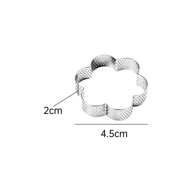 Flower-shaped Tart Mold Hole Ring Stainless Steel Bottom Tower Fruit Qme A