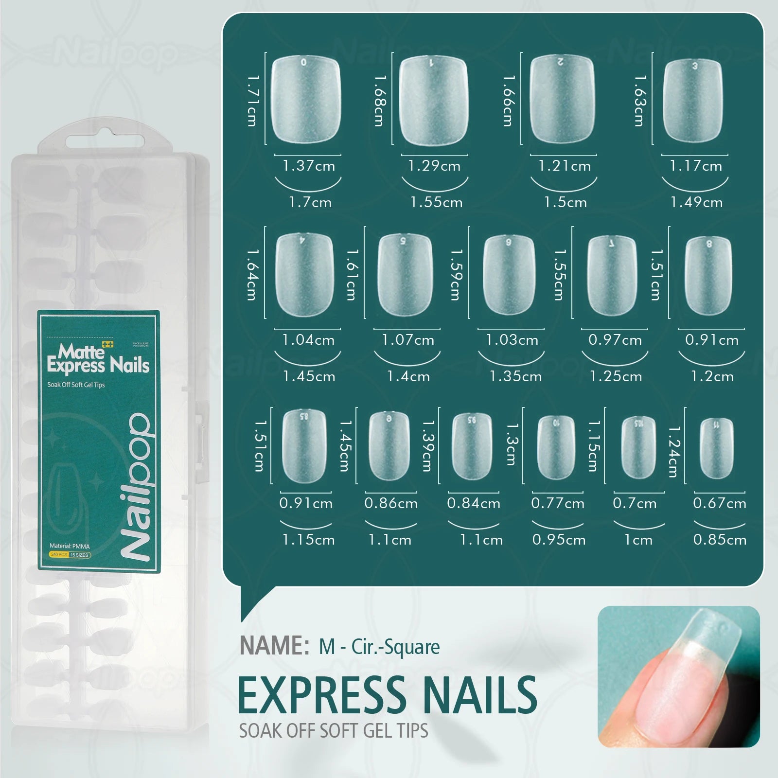 Nailpop Soft Matte False Nail Tips No File Required Durable Premium Qme S-Square-F