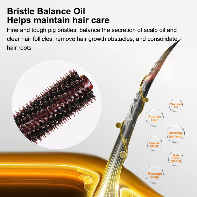 10 12 14Rows Anti Static Wood Boar Bristle Hair Round Brush Dryer Qme