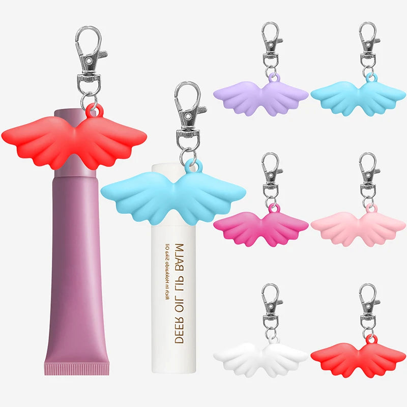 Durable Silicone Lip Balm Keychain Cap Portable Storage Case Lipstick Qme