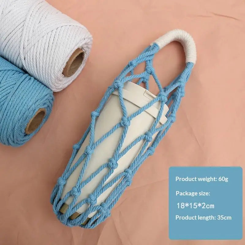 Handmade Macrame Water Bottle Sling Multicolor Cotton Rope Net Bag Qme A1