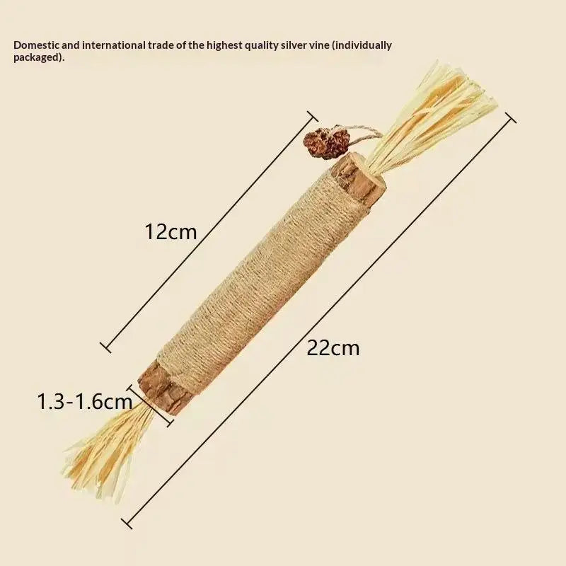 1/2PCS Cat Toys Made Of Wood Sticks Insect Galls Raffia Sisal Rope Teeth Cleaning Toys Cat Teasing Sticks Qme A2