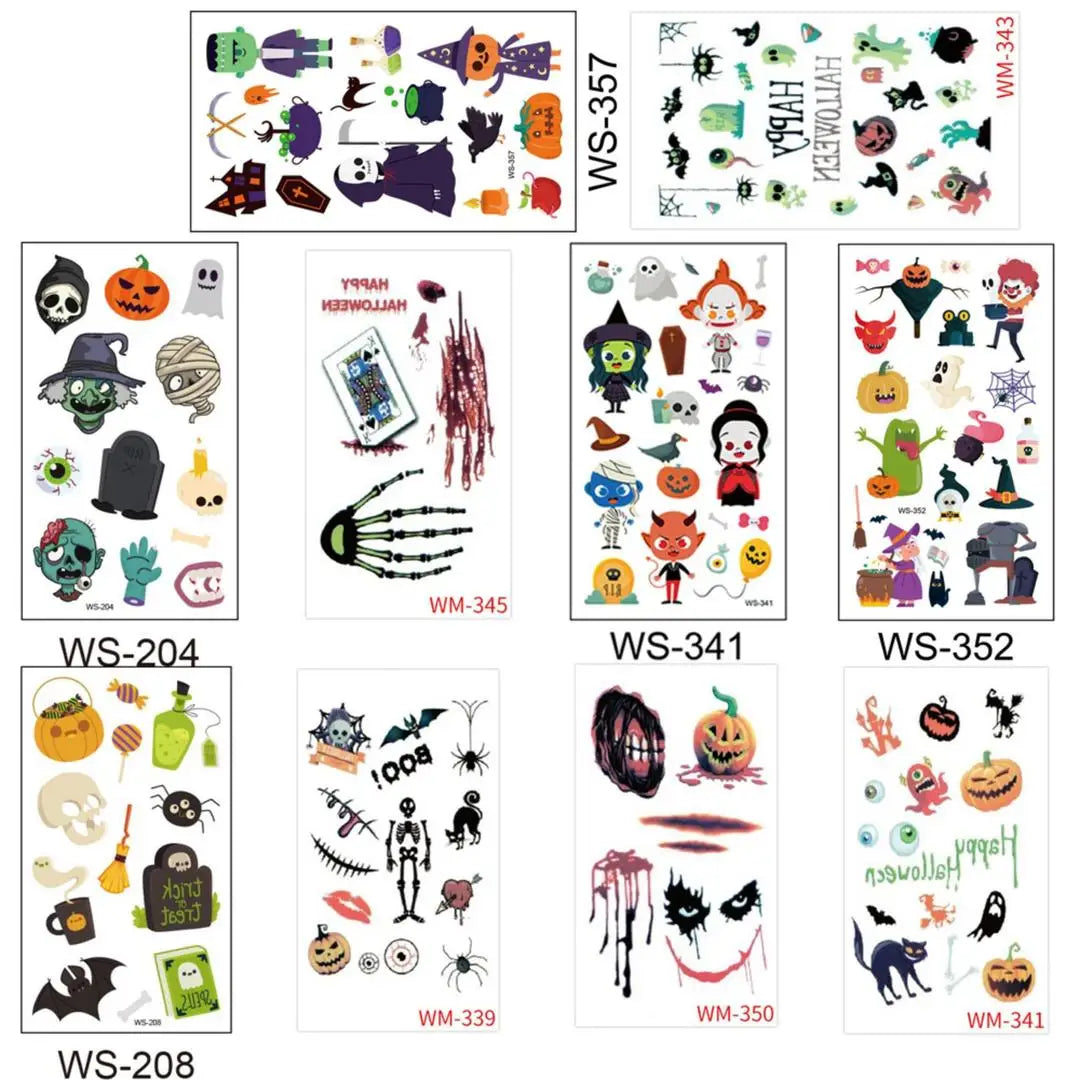 A 10 Sheets Halloween Pumpkins Tattoo Sticker Temporary Fake Tattoo Arm Hands Body Waterdichte Tatouages Pour Kids Toy Gift Qme 10pcs WS-204WM350